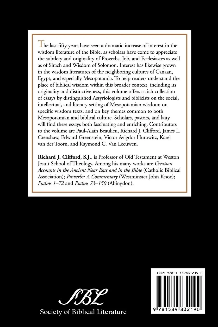 Rückseite: 9781589832190 | Wisdom Literature in Mesopotamia and Israel | Richard J. Clifford