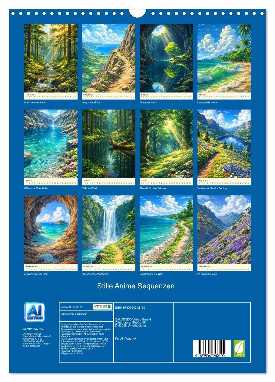 Bild: 9783594342190 | Stille Anime Sequenzen (Wandkalender 2027 DIN A3 hoch), CALVENDO...
