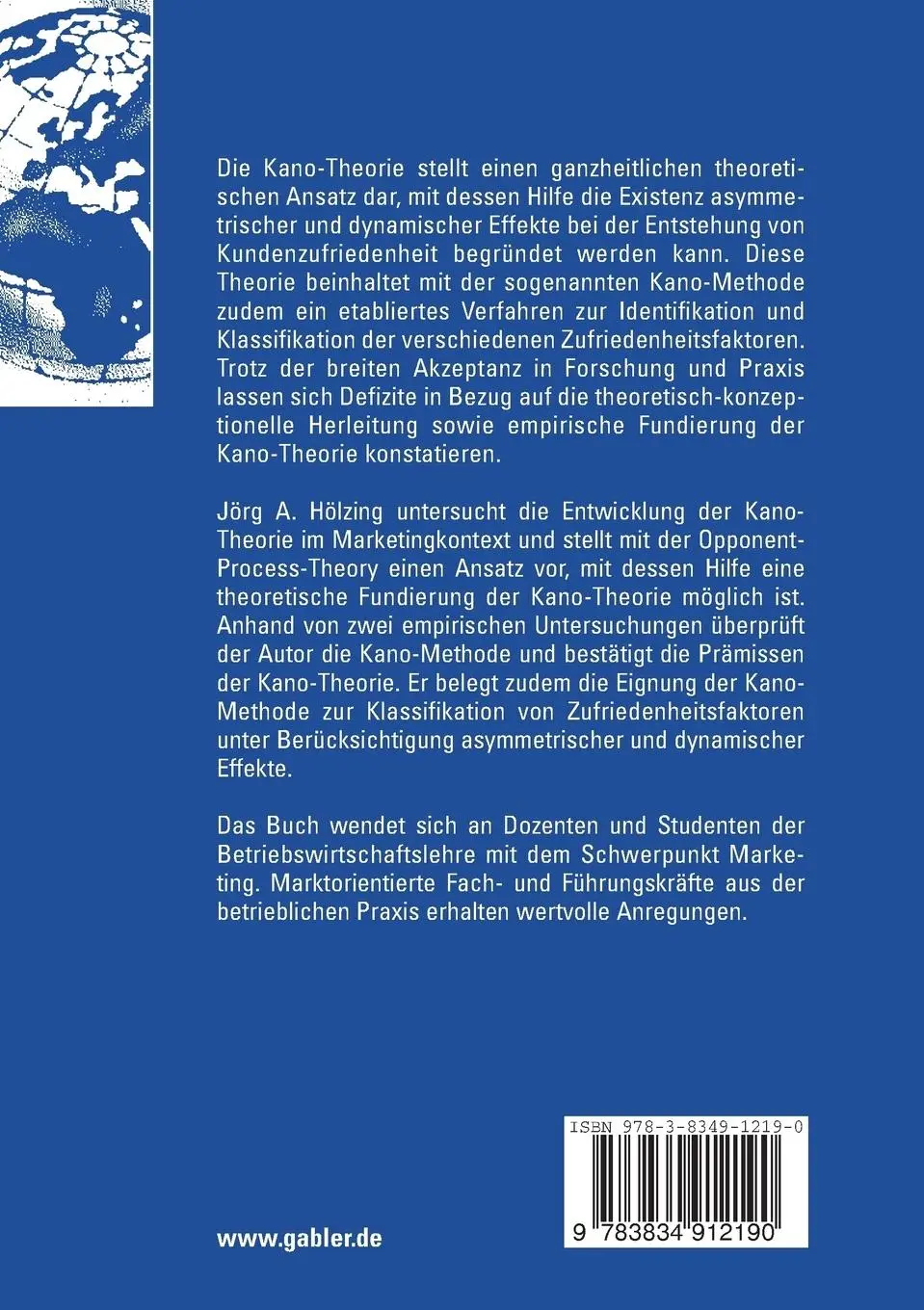Rückseite: 9783834912190 | Die Kano-Theorie der Kundenzufriedenheitsmessung | Jörg Hölzing | Buch