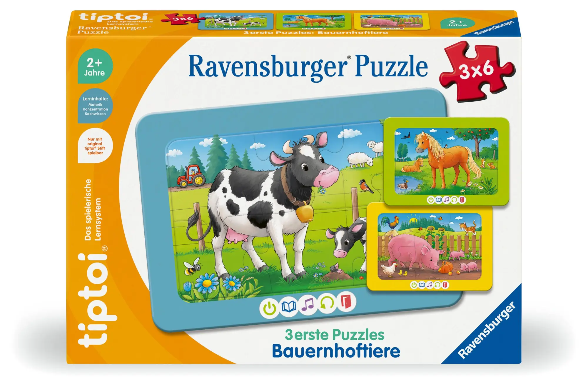Cover: 4005556002290 | tiptoi® 3 erste Puzzles: Bauernhoftiere - 3x6 Teile | Sandra Grimm