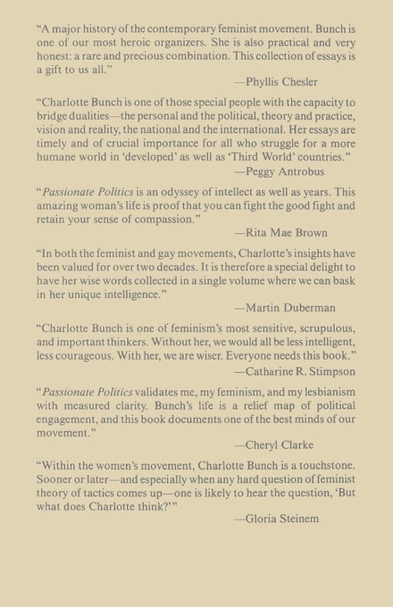 Rückseite: 9780312302290 | Passionate Politics | Feminist Theory in Action | Charlotte Bunch
