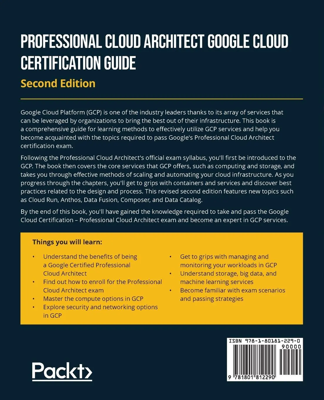 Rückseite: 9781801812290 | Professional Cloud Architect Google Cloud Certification Guide -...