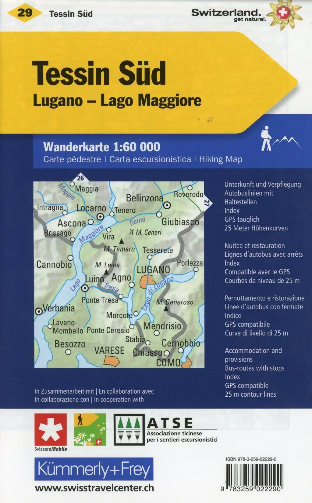 Bild: 9783259022290 | KuF Schweiz Wanderkarte 29 Tessin Süd - Sottoceneri 1 : 60 000 | 2025