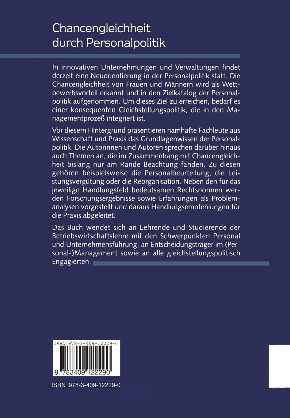 Rückseite: 9783409122290 | Chancengleichheit durch Personalpolitik | Gertraude Krell | Buch