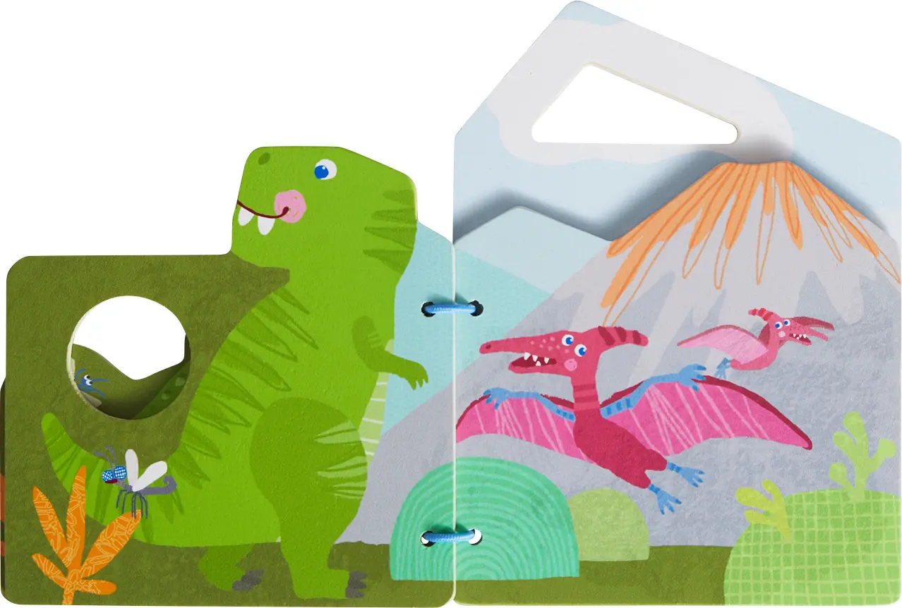 Bild: 4010168262390 | Holz-Babybuch Dinos | Buch | Anhänger-Klappkarte | 10 S. | 1306789001