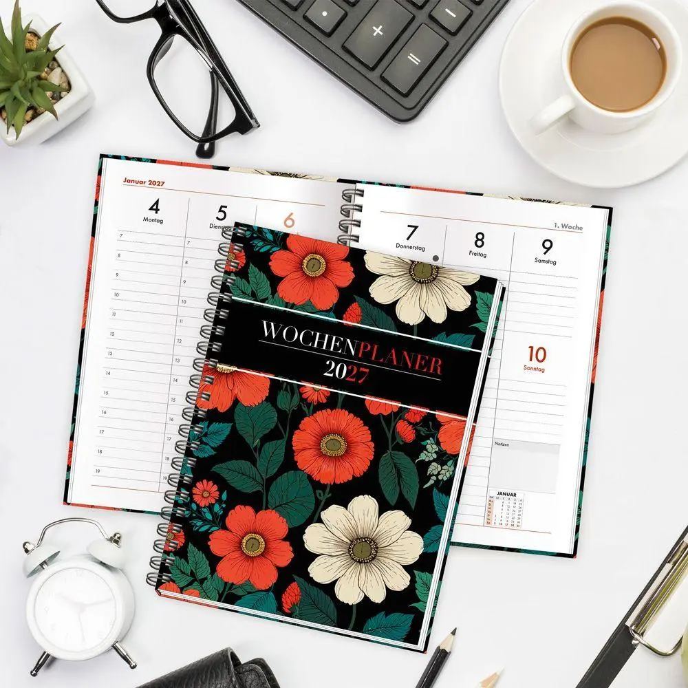 Bild: 4251901512390 | TRÖTSCH - Wochenplaner A5 mit Wire-O Blumen 2027 | Taschenkalender