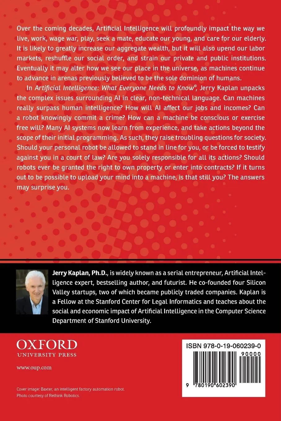 Rückseite: 9780190602390 | Artificial Intelligence | What Everyone Needs to Know | Jerry Kaplan