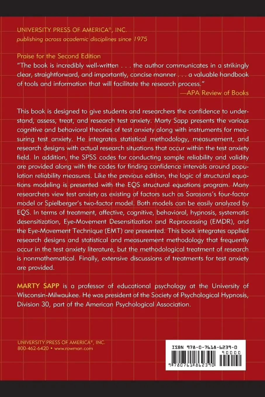 Rückseite: 9780761862390 | Test Anxiety | Marty Sapp | Taschenbuch | Englisch | 2013