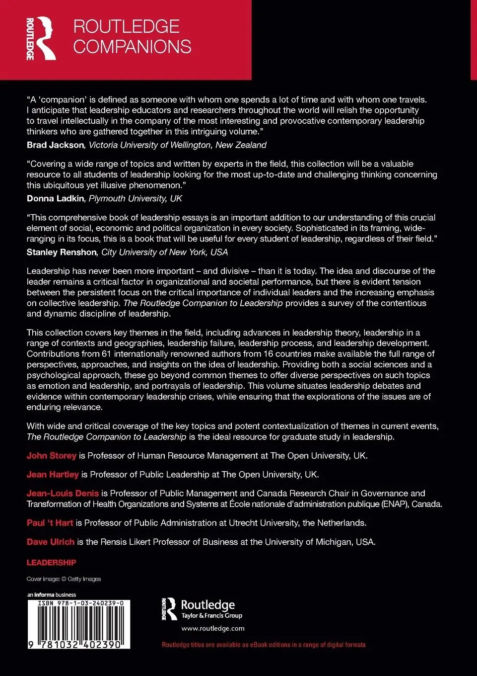 Rückseite: 9781032402390 | The Routledge Companion to Leadership | John Storey (u. a.) | Buch