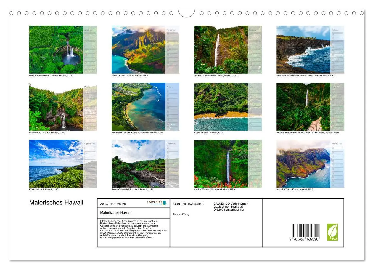 Bild: 9783457632390 | Malerisches Hawaii (Wandkalender 2026 DIN A3 quer), CALVENDO...