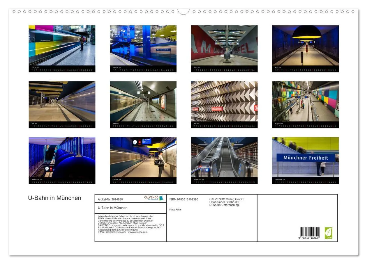 Bild: 9783516102390 | U-Bahn in München (Wandkalender 2026 DIN A2 quer), CALVENDO...