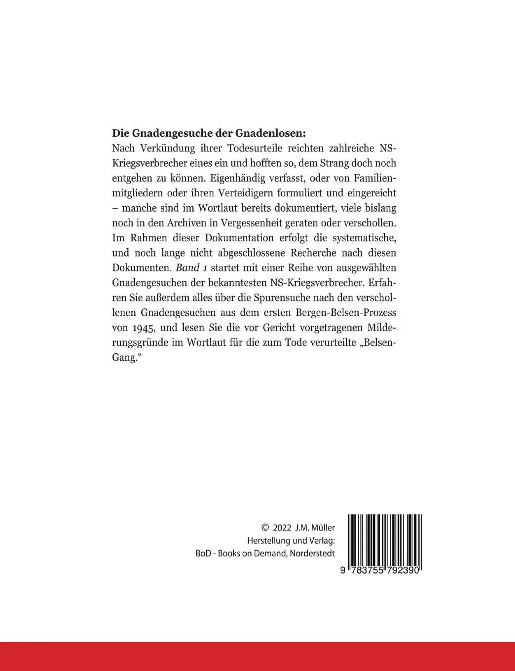Rückseite: 9783755792390 | Zum Tode verurteilte NS-Kriegsverbrecher und ihre Gnadengesuche im...