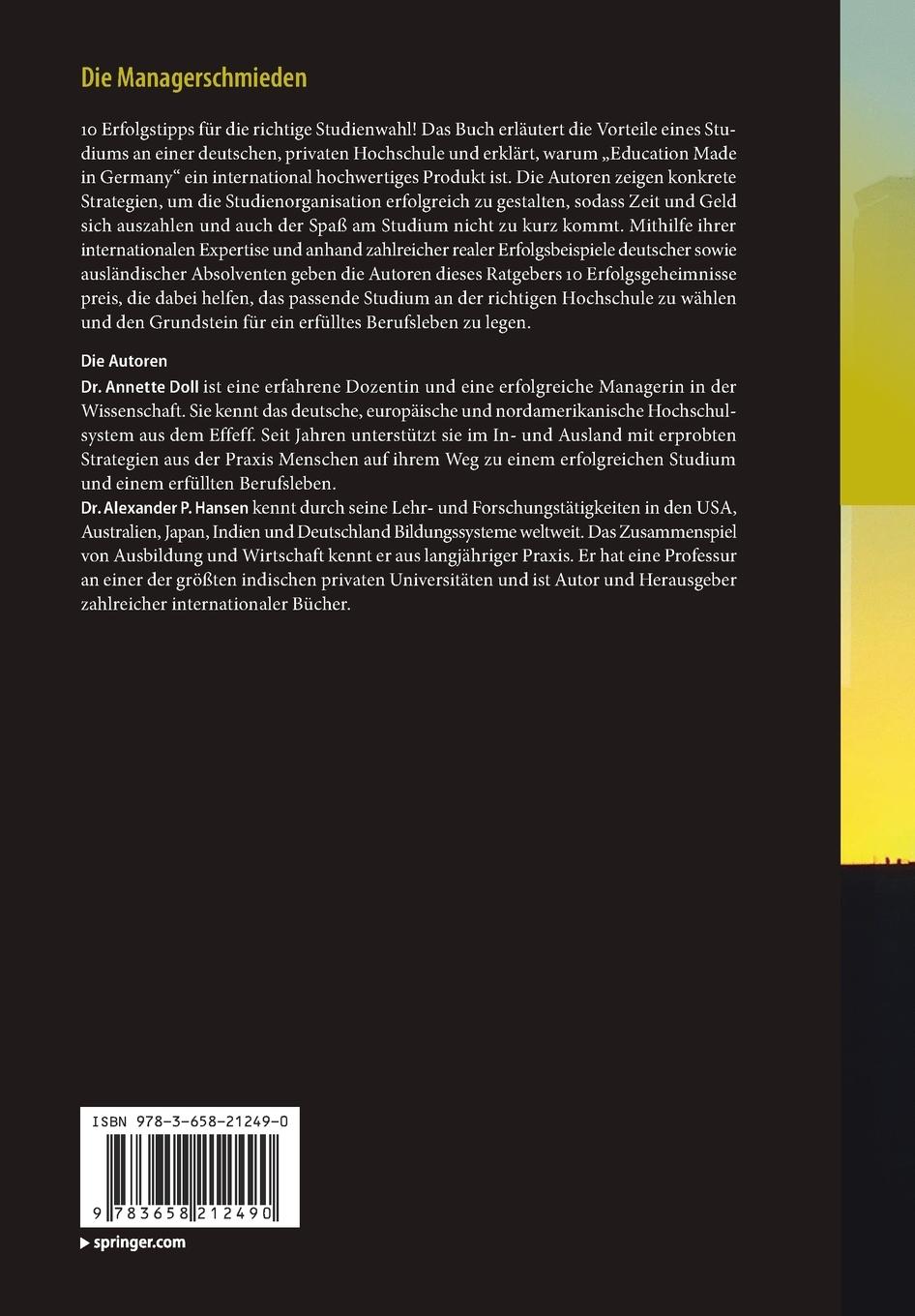 Rückseite: 9783658212490 | Die Managerschmieden | Alexander P. Hansen (u. a.) | Taschenbuch | xiv