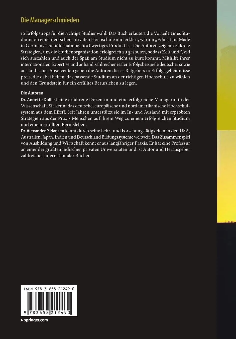 Rückseite: 9783658212490 | Die Managerschmieden | Alexander P. Hansen (u. a.) | Taschenbuch | xiv