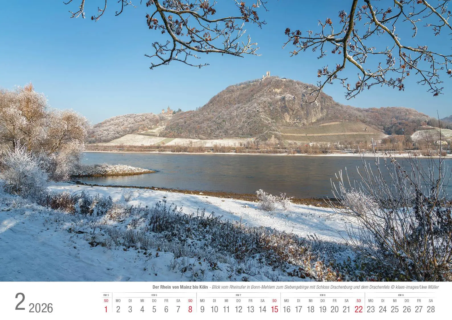 Bild: 9783965352490 | Der Rhein von Mainz bis Köln 2026 Bildkalender A3 Spiralbindung | 2026