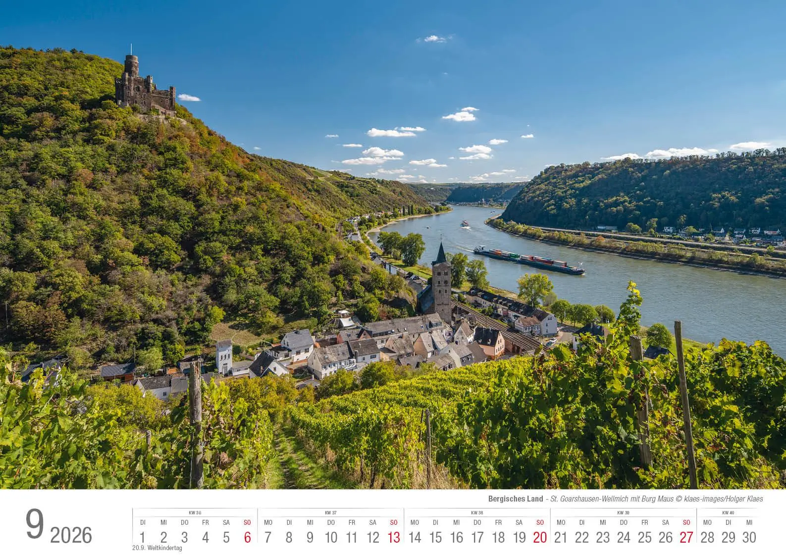 Bild: 9783965352490 | Der Rhein von Mainz bis Köln 2026 Bildkalender A3 Spiralbindung | 2026