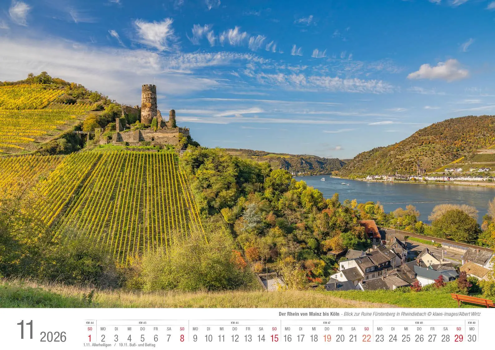 Bild: 9783965352490 | Der Rhein von Mainz bis Köln 2026 Bildkalender A3 Spiralbindung | 2026