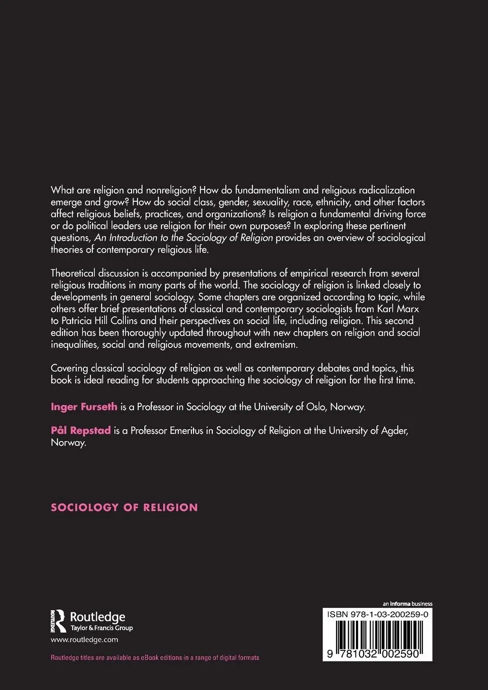 Rückseite: 9781032002590 | An Introduction to the Sociology of Religion | Inger Furseth (u. a.)