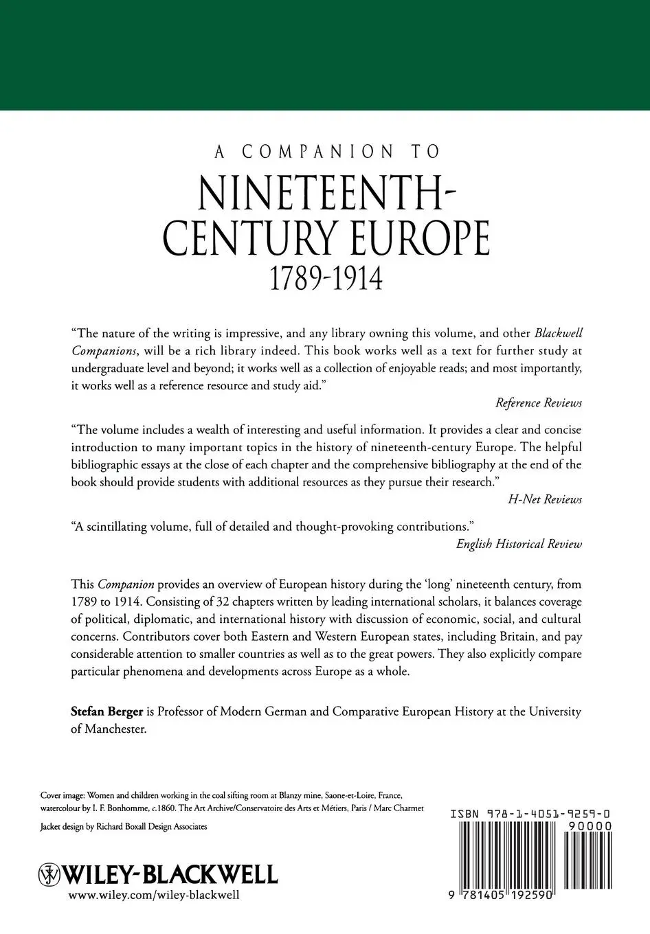 Rückseite: 9781405192590 | A Companion to Nineteenth-Century Europe, 1789 - 1914 | Stefan Berger