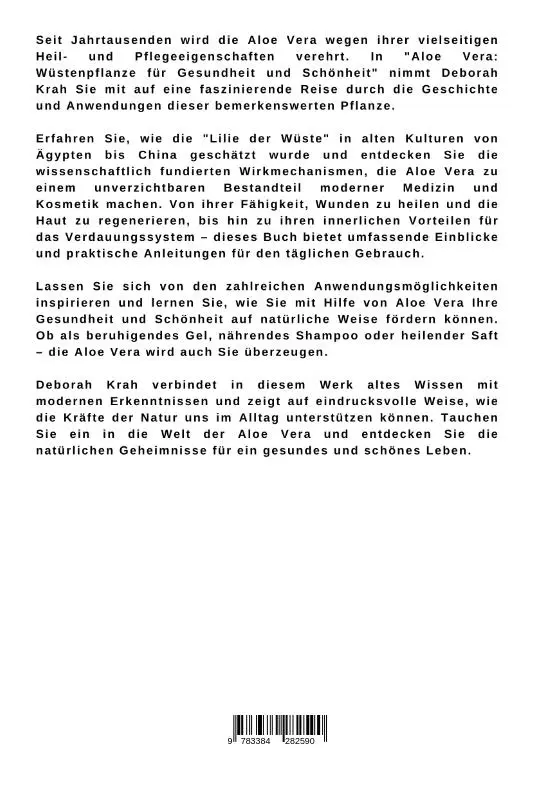 Rückseite: 9783384282590 | Aloe Vera: Wüstenpflanze für Gesundheit und Schönheit | Deborah Krah