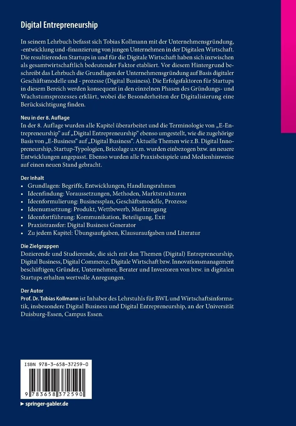 Rückseite: 9783658372590 | Digital Entrepreneurship | Tobias Kollmann | Taschenbuch | xxxvi