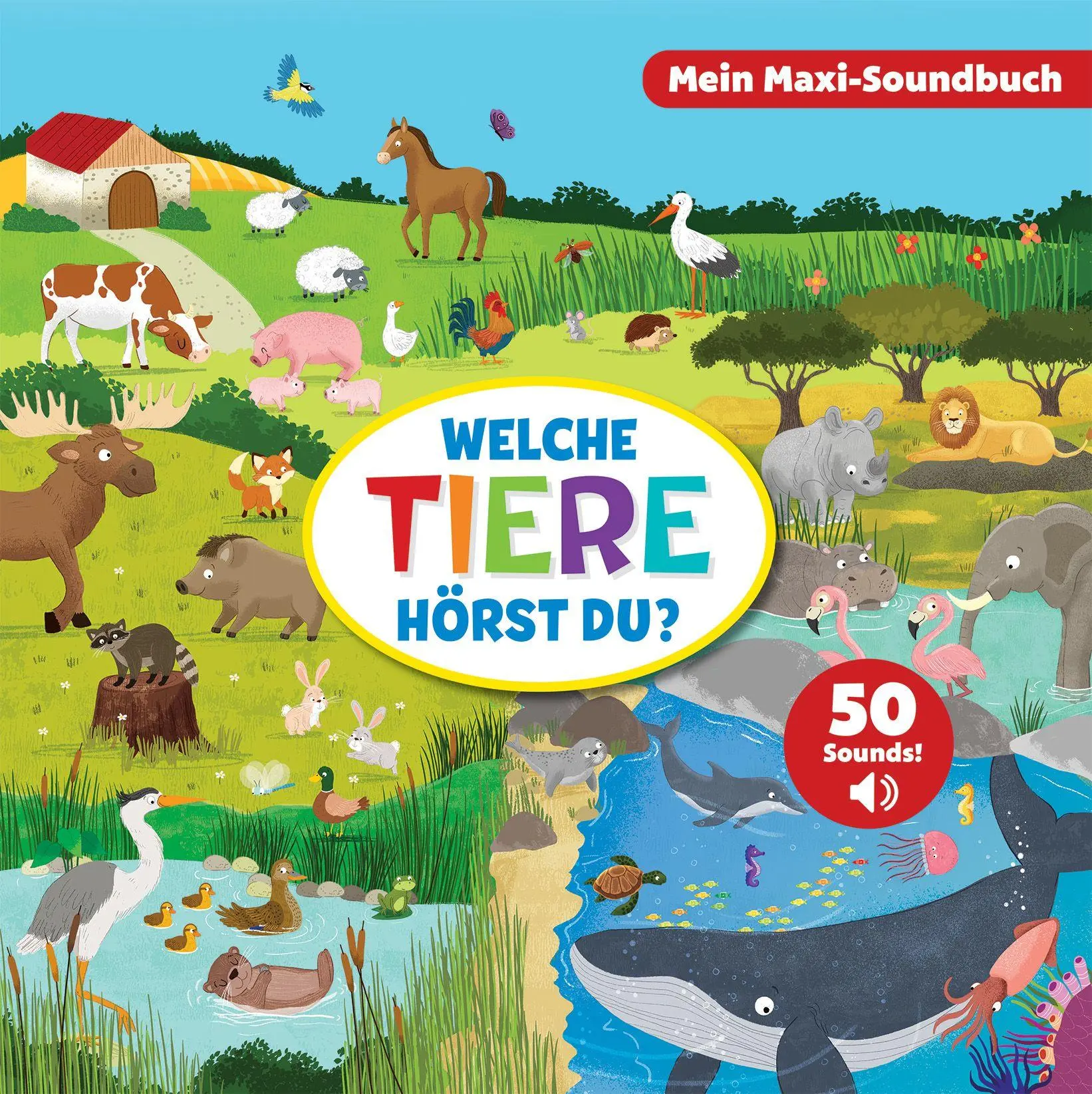 Cover: 9798384602590 | Welche Tiere hörst du? - Mein Maxi-Soundbuch - 50 Sounds | GmbH | Buch