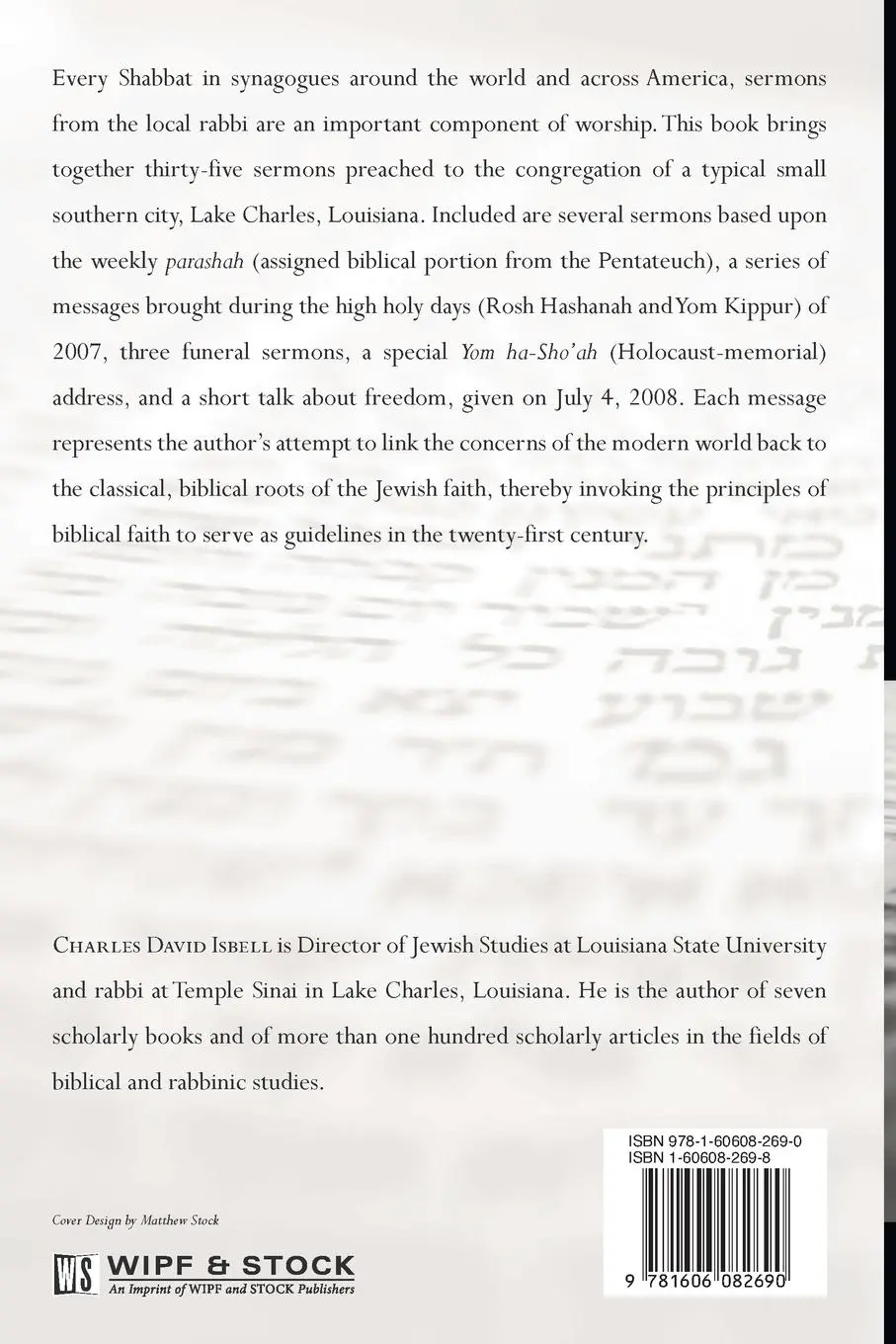Rückseite: 9781606082690 | Sermons from a Southern Rabbi | Charles David Isbell | Taschenbuch