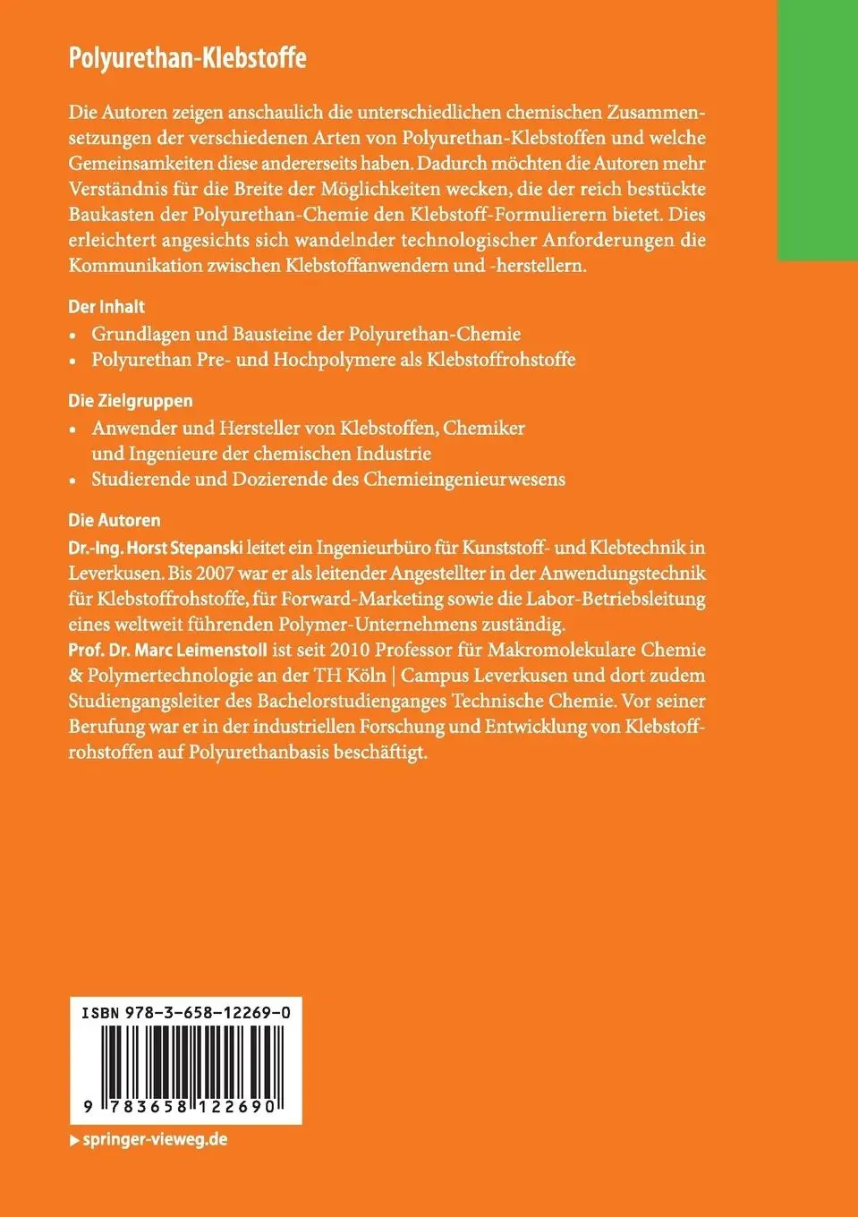 Rückseite: 9783658122690 | Polyurethan-Klebstoffe | Unterschiede und Gemeinsamkeiten | Buch
