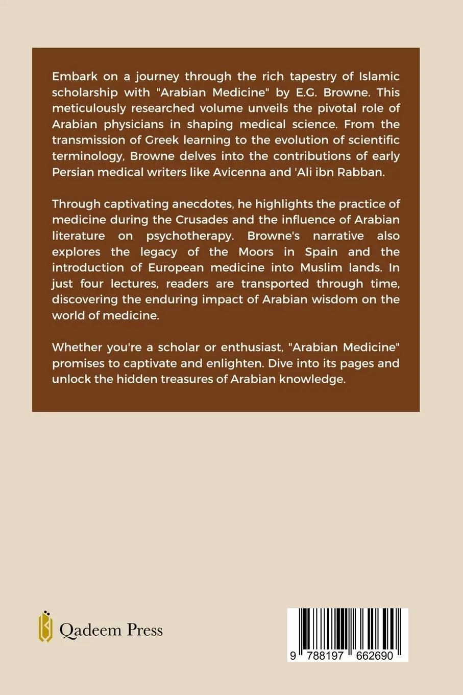 Rückseite: 9788197662690 | Arabian Medicine | Edward G Browne | Taschenbuch | Englisch | 2024