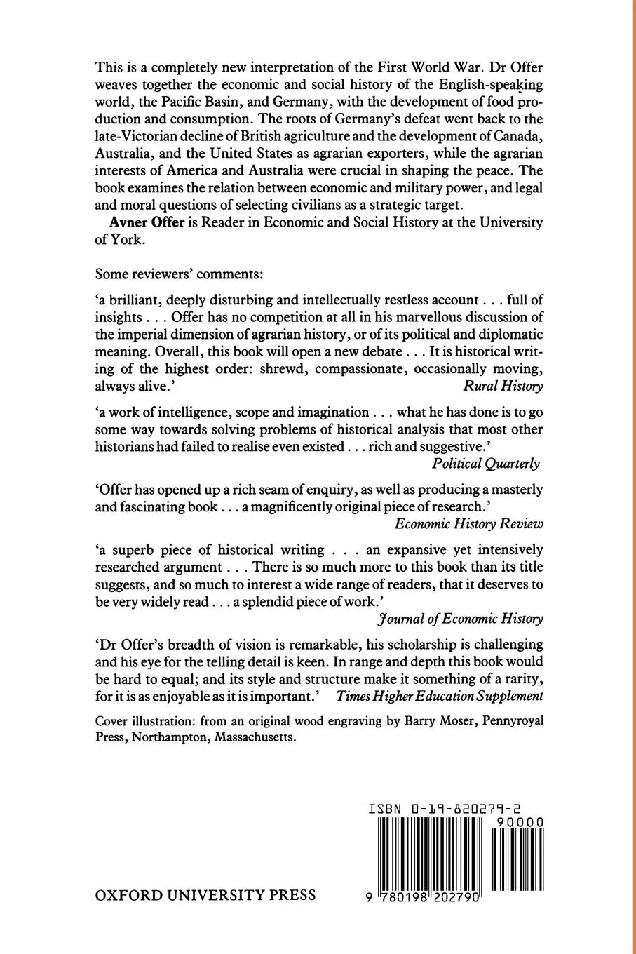 Rückseite: 9780198202790 | First World War | An Agrarian Interpretation | Avner Offer | Buch