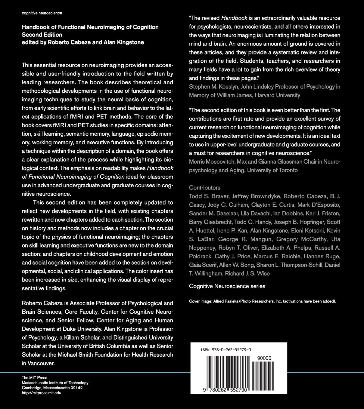 Rückseite: 9780262552790 | Handbook of Functional Neuroimaging of Cognition, second edition
