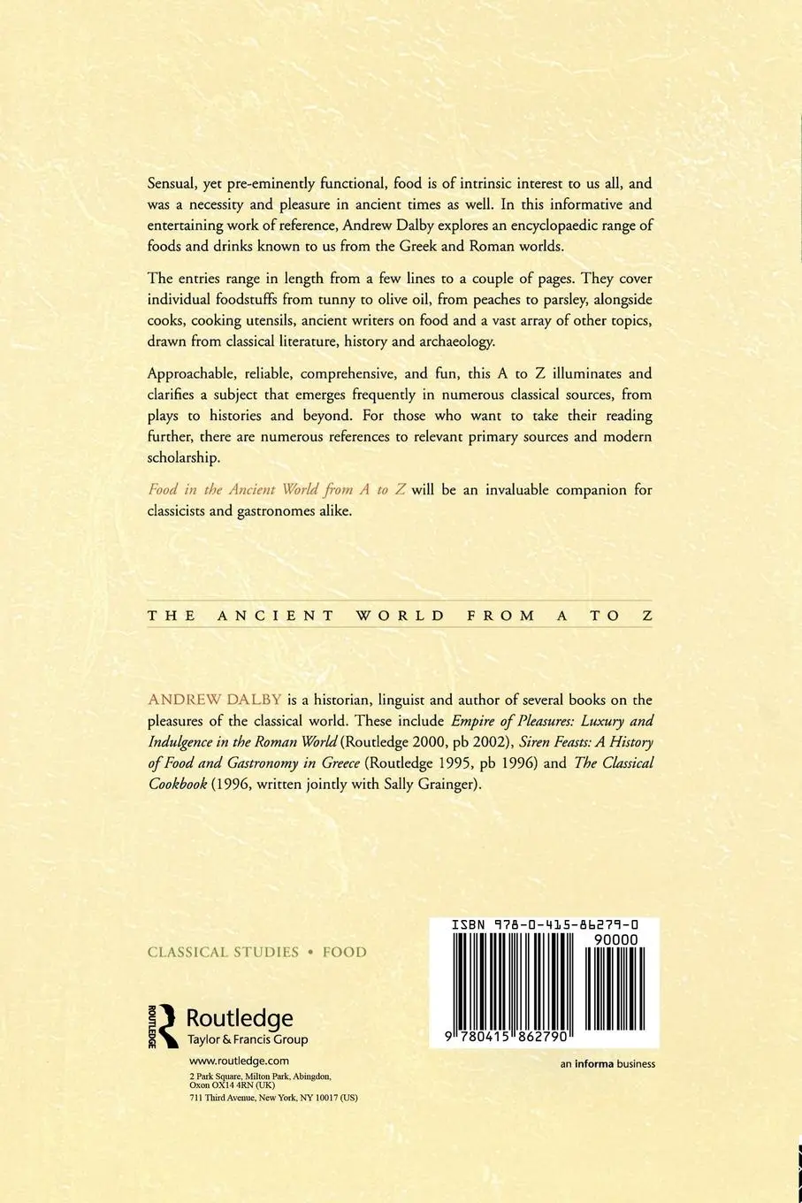 Rückseite: 9780415862790 | Food in the Ancient World from A to Z | Andrew Dalby | Taschenbuch