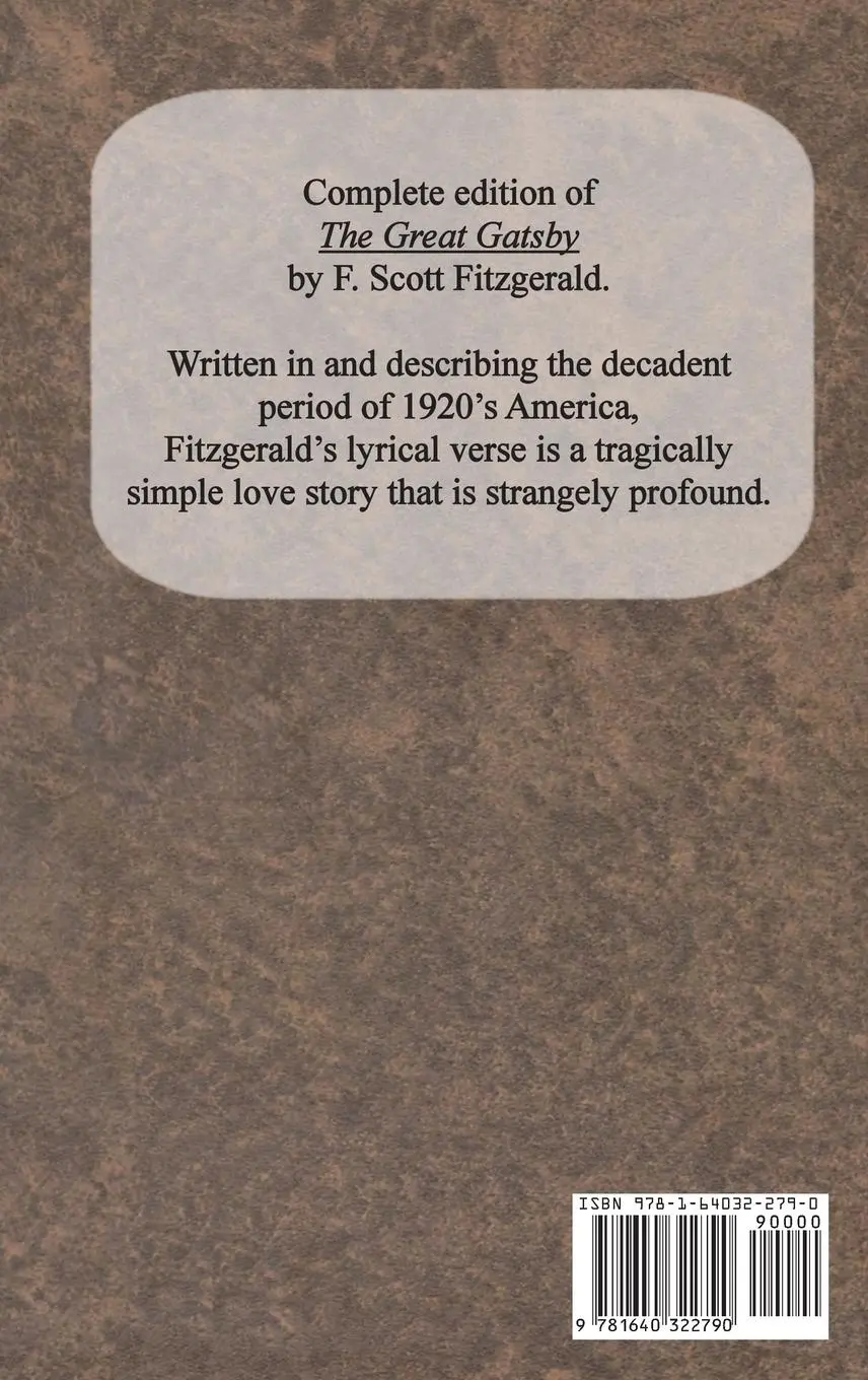 Rückseite: 9781640322790 | The Great Gatsby | Original 1925 Edition | F. Scott Fitzgerald | Buch