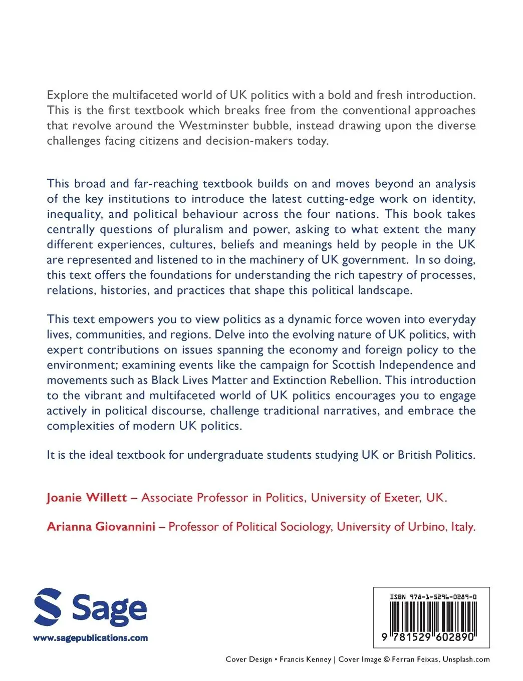 Rückseite: 9781529602890 | An Introduction to UK Politics | Place, Pluralism, and Identities
