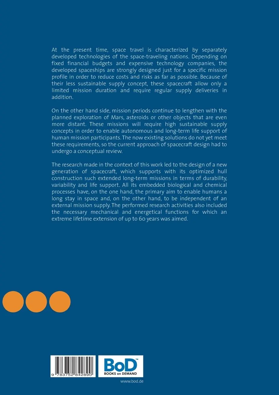 Rückseite: 9783752842890 | About Sustaining Supply Technology for Manned Spacecraft | Zschoch