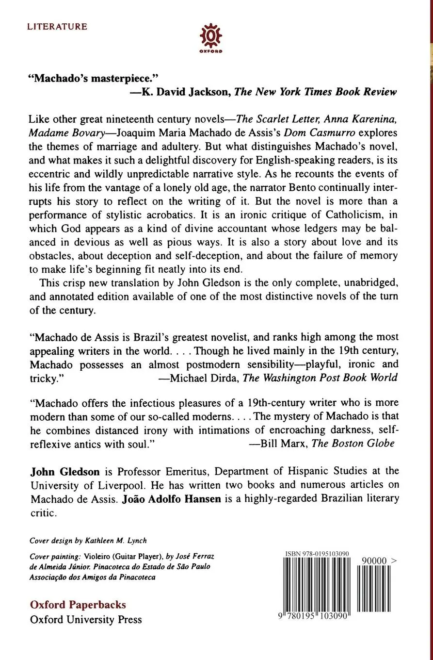 Rückseite: 9780195103090 | Dom Casmurro | Joaquim Maria Machado de Assis (u. a.) | Taschenbuch