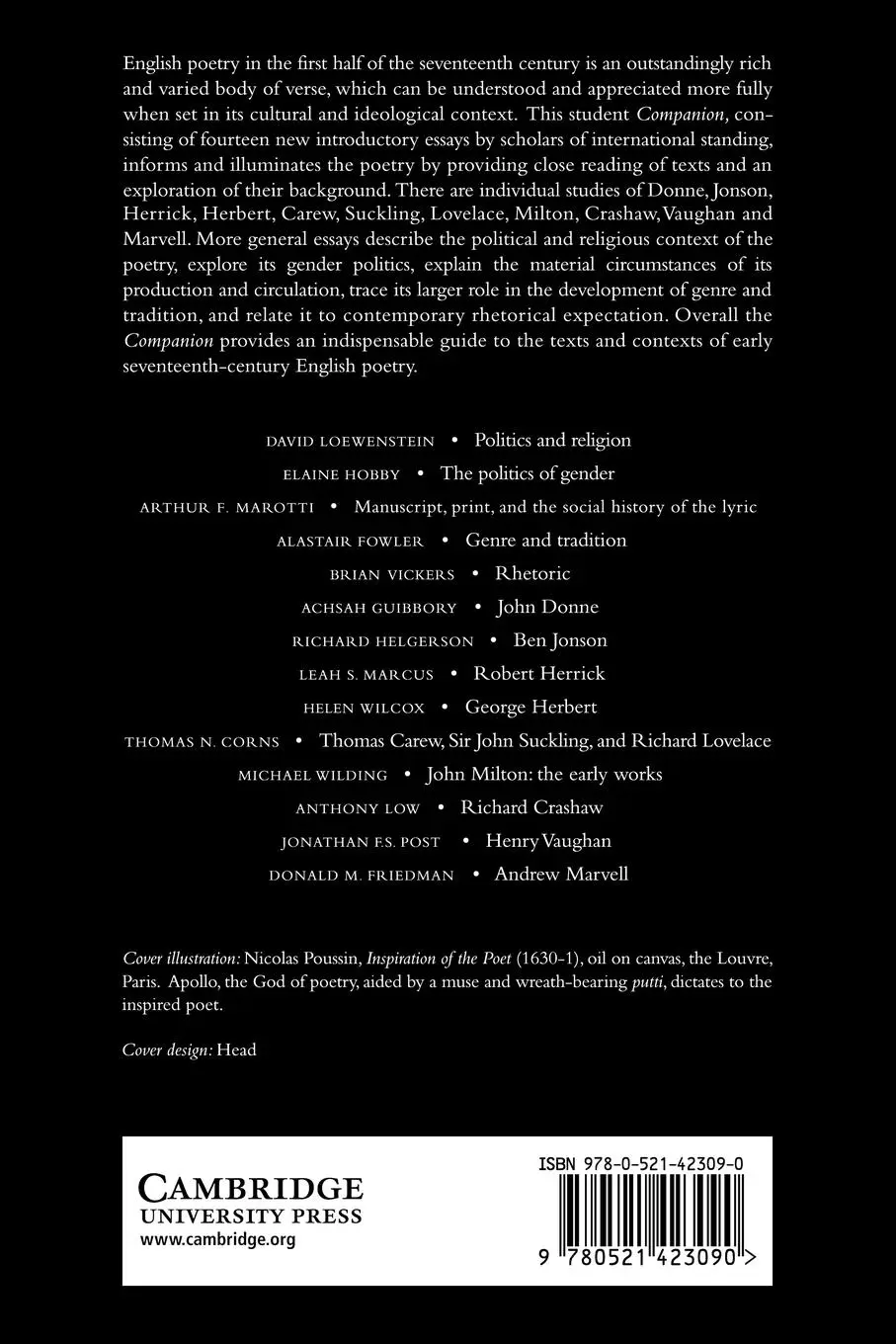 Rückseite: 9780521423090 | The Cambridge Companion to English Poetry, Donne to Marvell | Corns