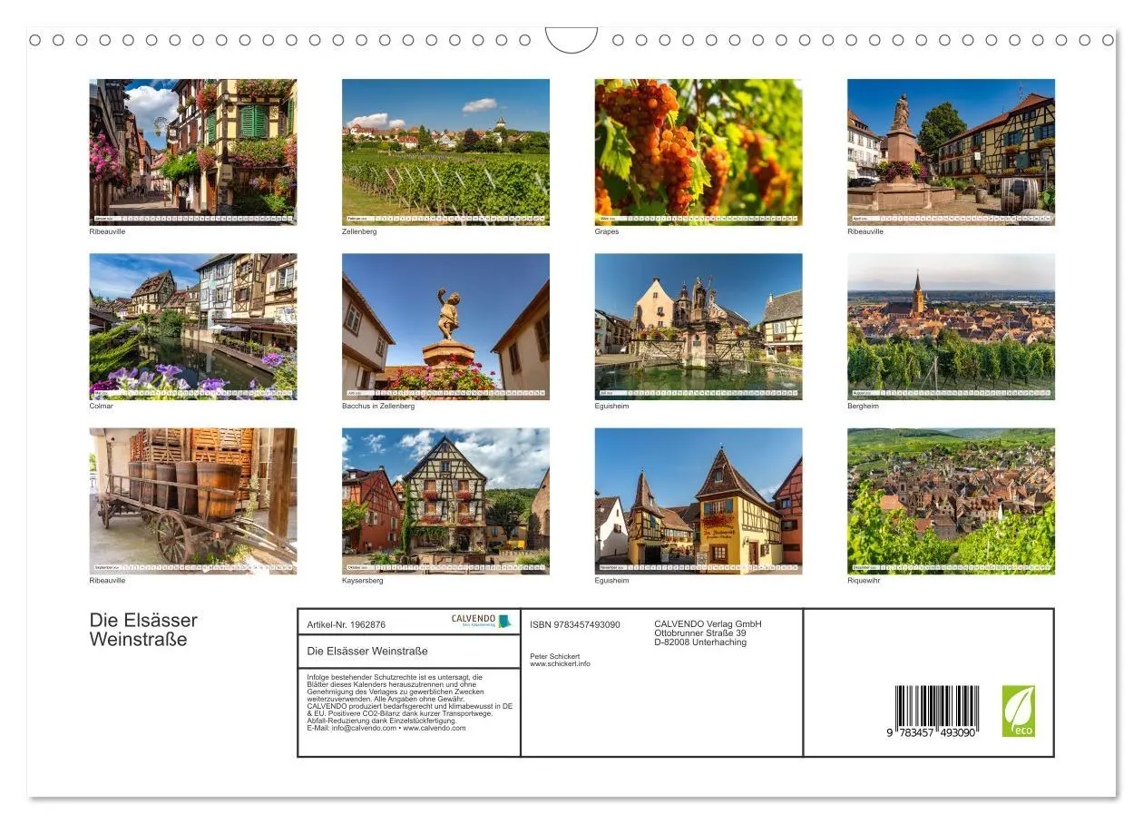 Bild: 9783457493090 | Die Elsässer Weinstraße (Wandkalender 2026 DIN A3 quer), CALVENDO...