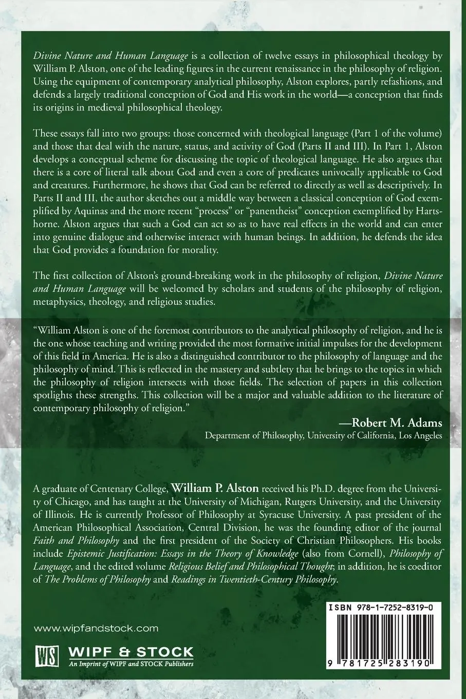 Rückseite: 9781725283190 | Divine Nature and Human Language | William P. Alston | Taschenbuch