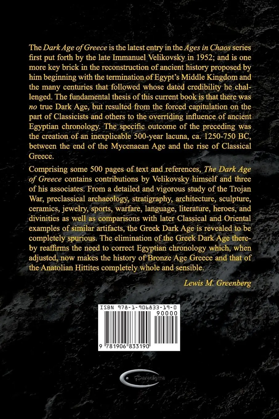 Rückseite: 9781906833190 | Ages in Chaos IV | The Dark Age of Greece | Immanuel Velikovsky | Buch