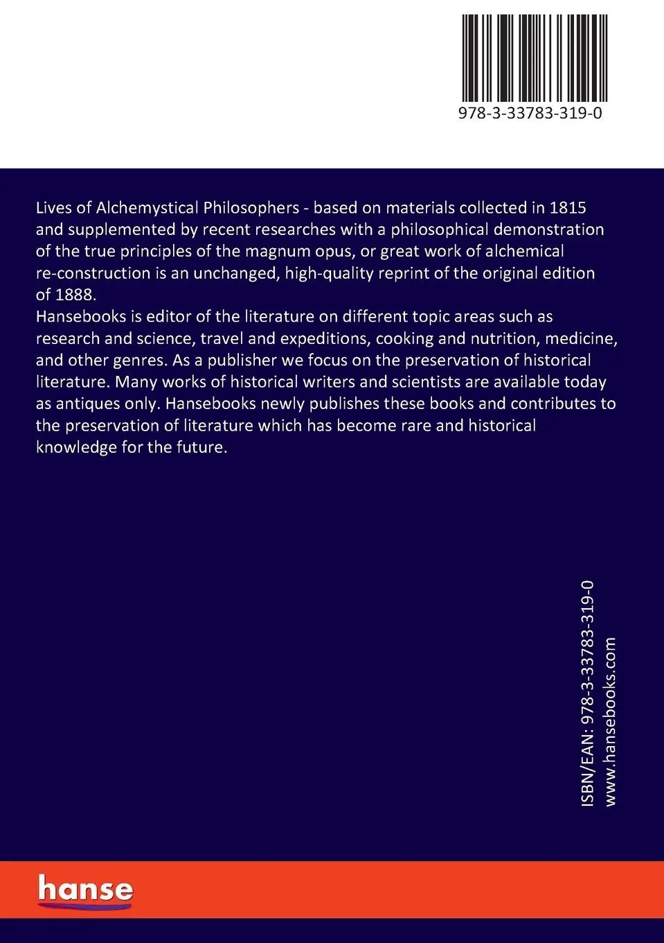 Rückseite: 9783337833190 | Lives of Alchemystical Philosophers | Arthur E. Waite (u. a.) | Buch