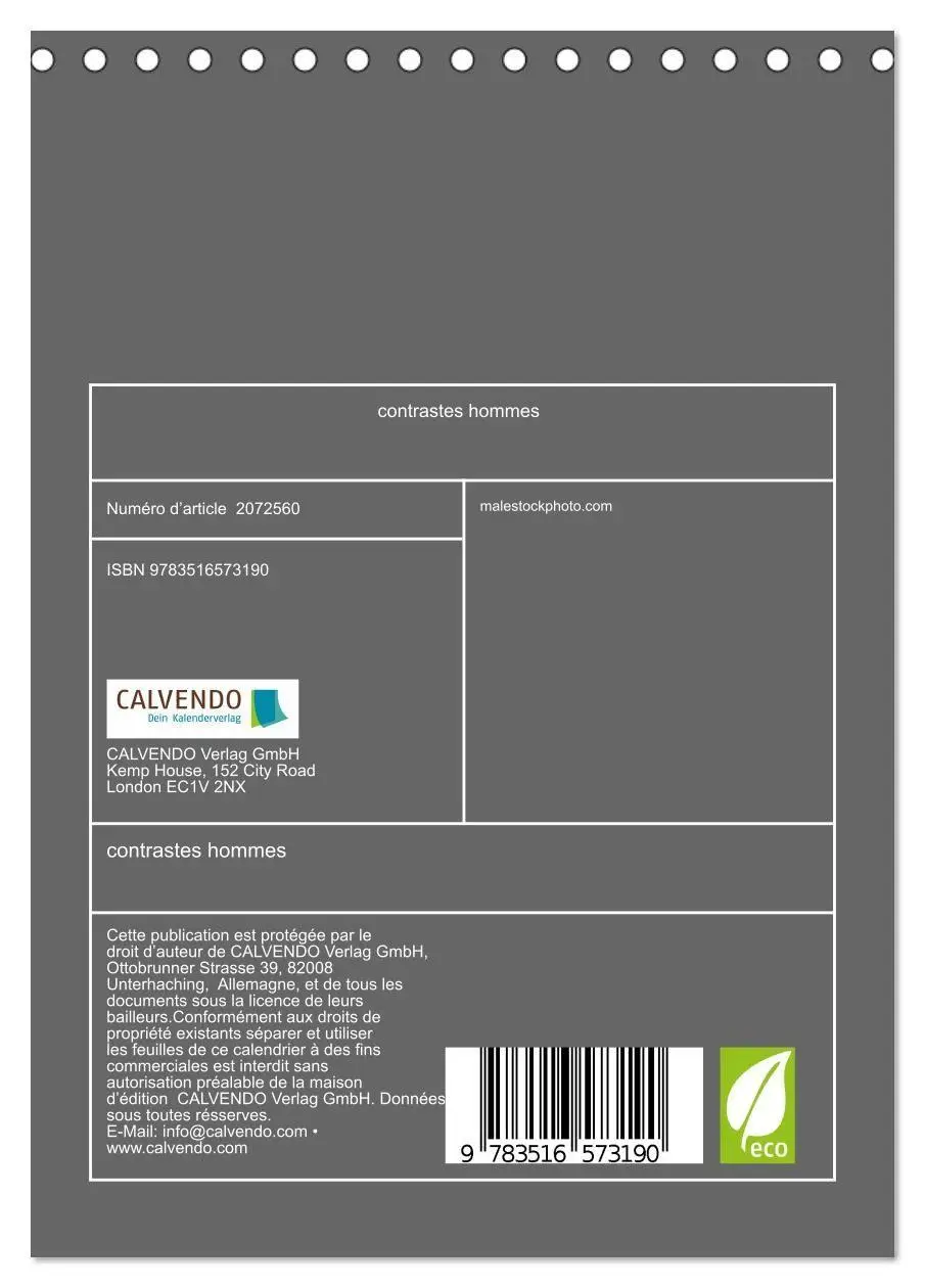 Bild: 9783516573190 | contrastes hommes (Calendrier de bureau 2026 DIN A5 horizontal),...