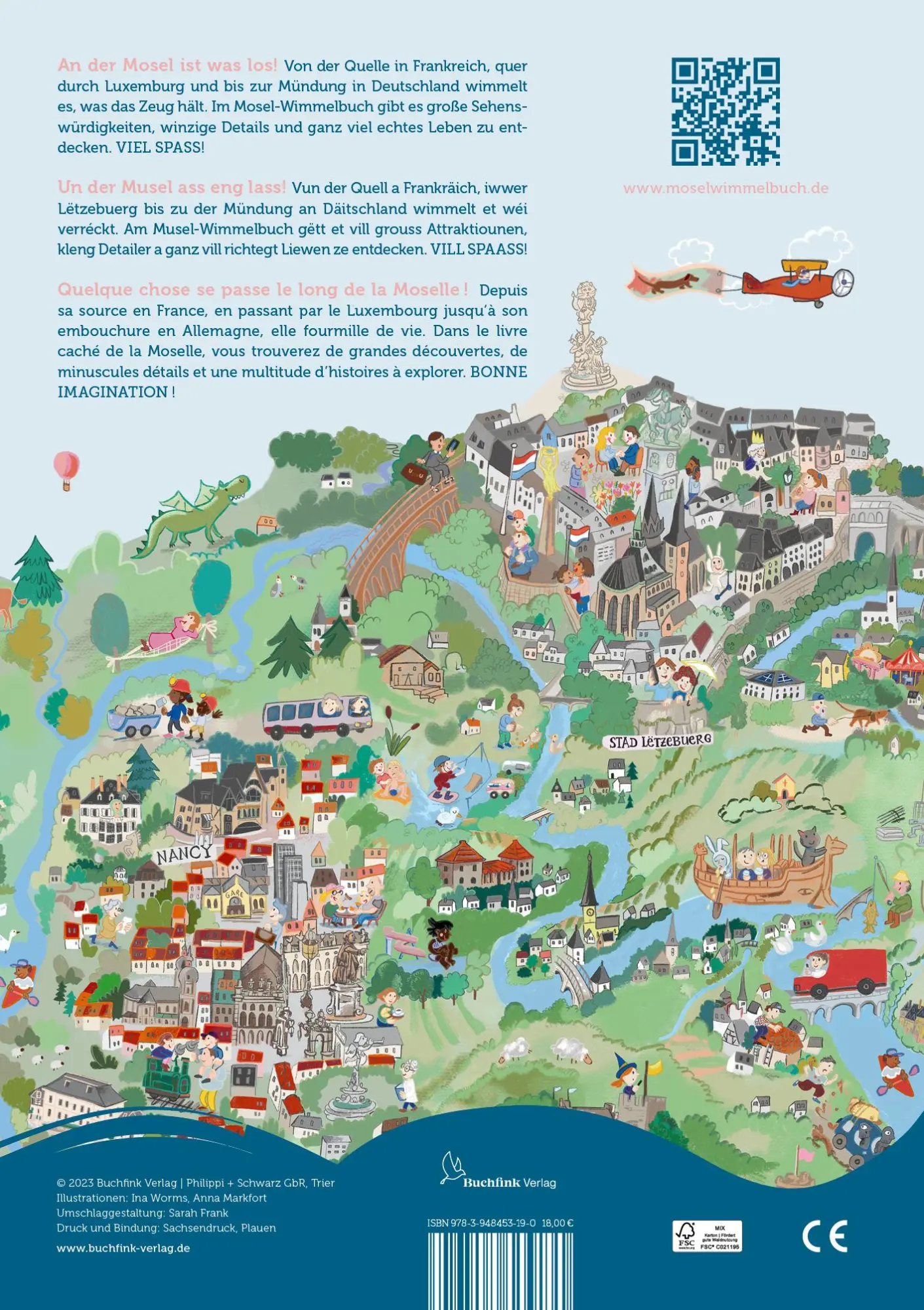 Rückseite: 9783948453190 | Unser Mosel-Wimmelbuch | Die Mosel - La Moselle - d'Musel | Ina Worms