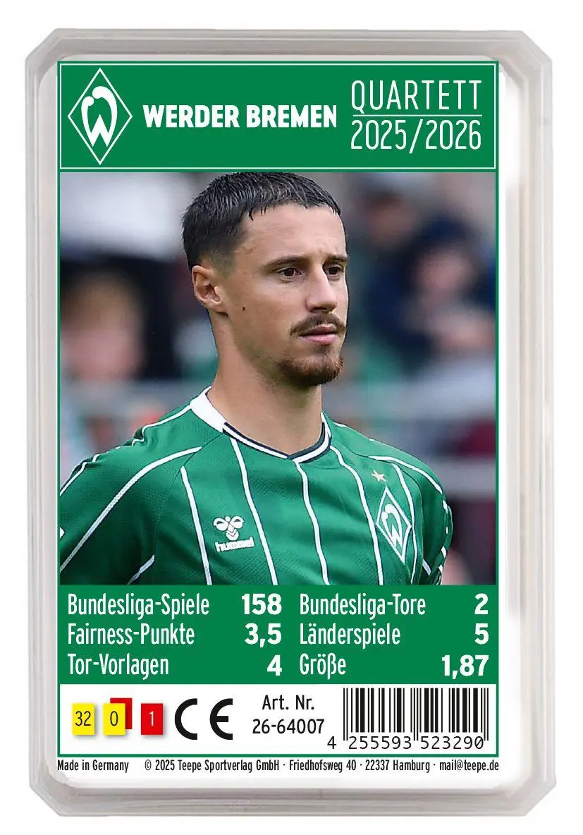 Cover: 4255593523290 | Werder Bremen Quartett 25/26 | 45 Minuten, 2-6 Spieler | Spiel | 2025