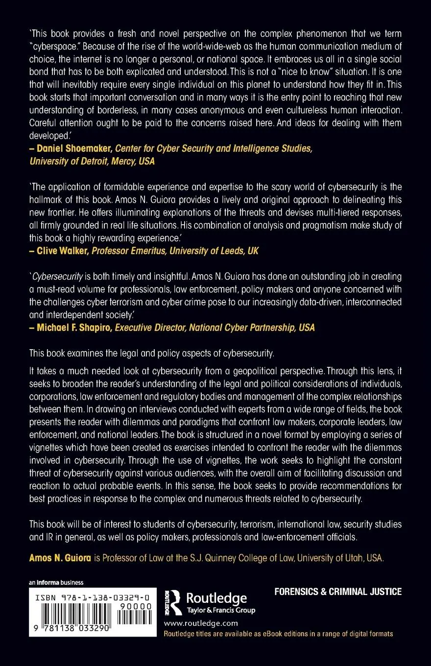 Rückseite: 9781138033290 | Cybersecurity | Geopolitics, Law, and Policy | Amos N. Guiora | Buch