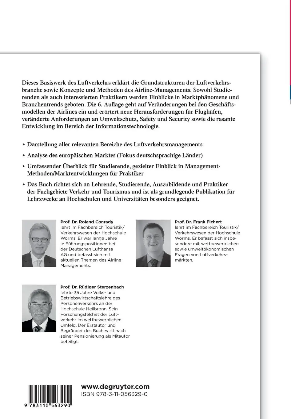 Rückseite: 9783110563290 | Luftverkehr | Betriebswirtschaftliches Lehr- und Handbuch | Buch
