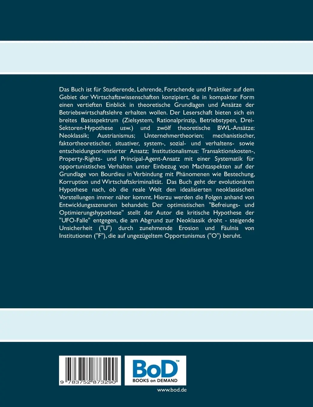 Rückseite: 9783752873290 | Theoretische Grundlagen und Ansätze der Betriebswirtschaftslehre