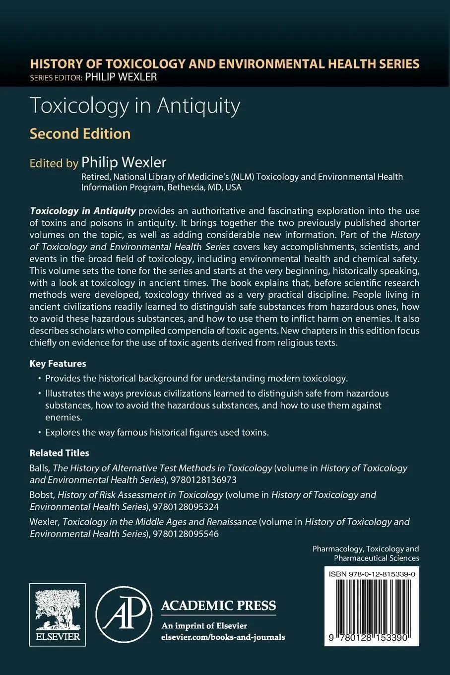 Rückseite: 9780128153390 | Toxicology in Antiquity | Phili Wexler | Taschenbuch | Englisch | 2018
