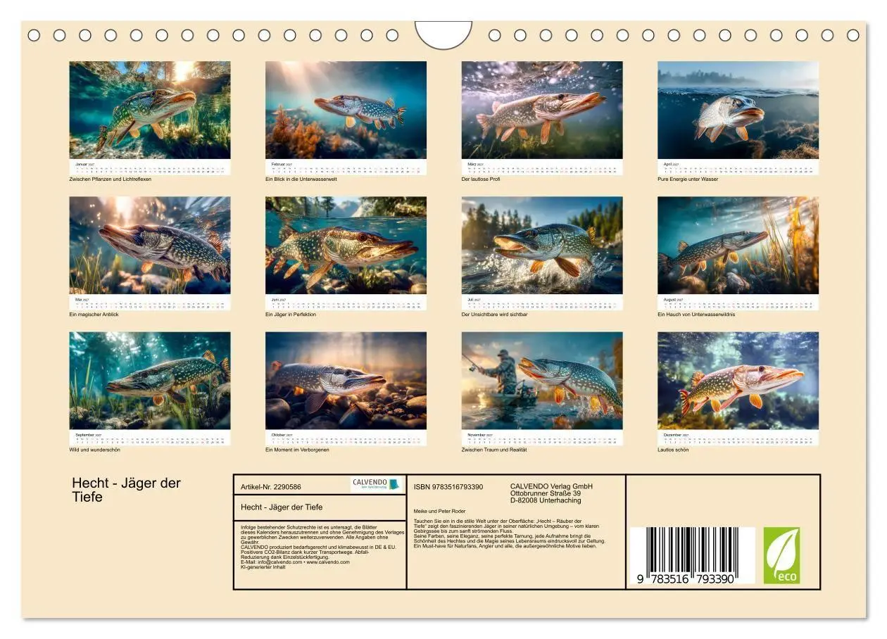 Bild: 9783516793390 | Hecht - Jäger der Tiefe (Wandkalender 2027 DIN A4 quer), CALVENDO...