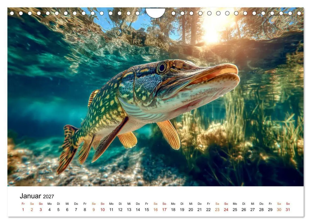 Bild: 9783516793390 | Hecht - Jäger der Tiefe (Wandkalender 2027 DIN A4 quer), CALVENDO...